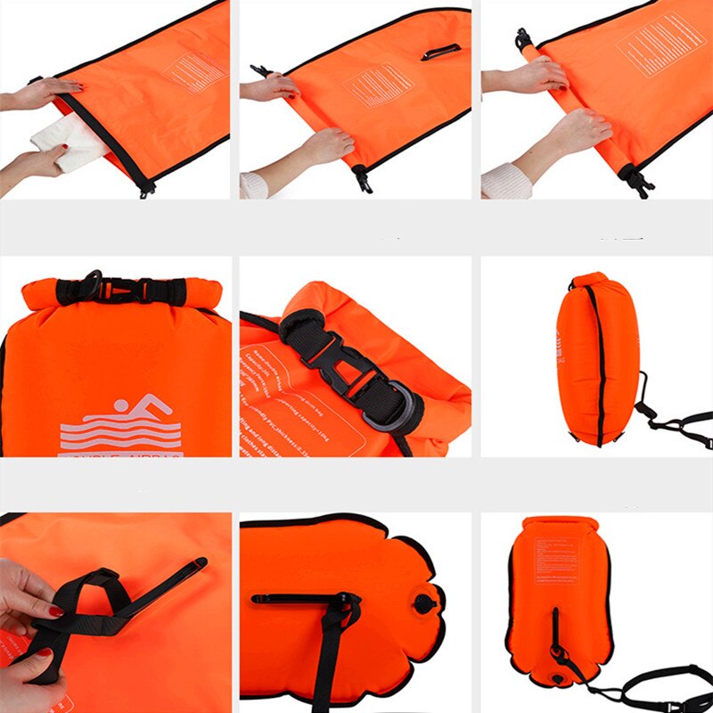 Waterproof 20L Airbags Swimming Bag Anti-snoring Storage Lifebuoy Buoy Prevent Drowning for River Trekking