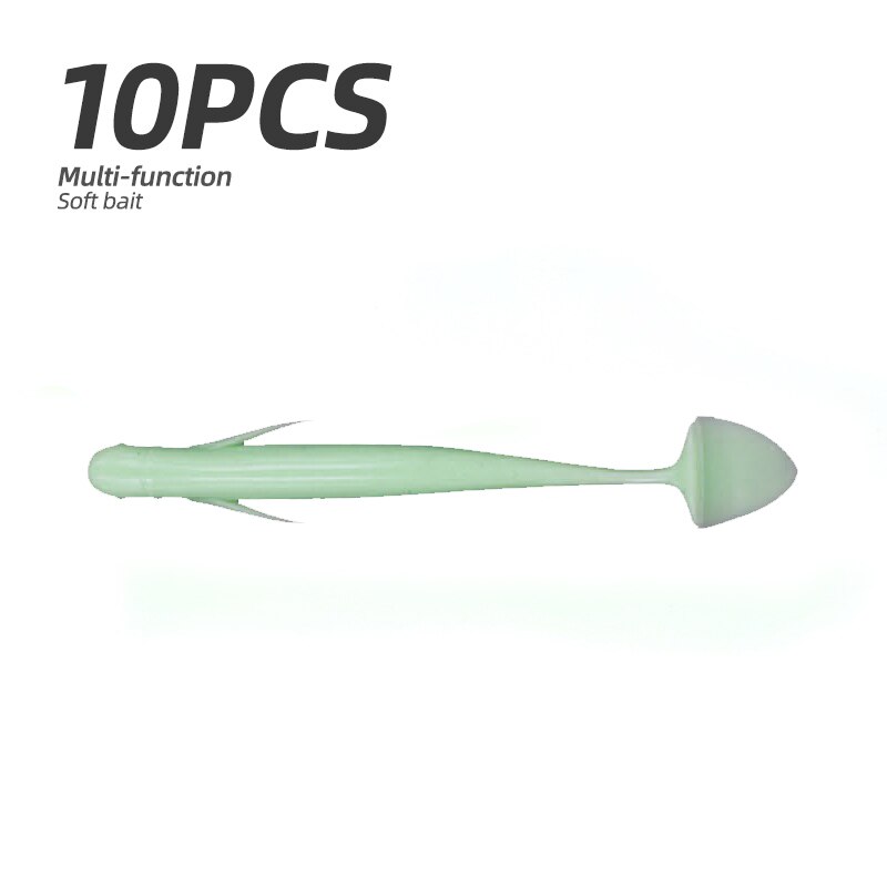 ARDEA 10 Uds cebo de gusano señuelo de Pesca de silicona suave señuelos de gusano aparejo suave carpas Pesca señuelo de trucha cebo de invierno: Light green / 50mm 0.9g