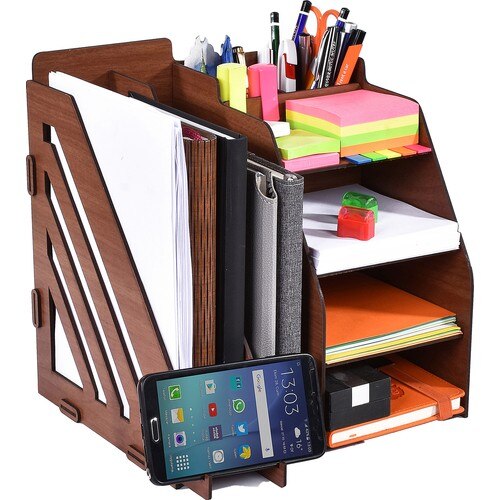 Arbeidsbord regulator skrivebord fil organisator holder tre plassbesparende kontor skole hjemmebruk sertifikat flerlags
