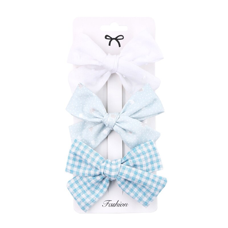Baby Bogen Haarnadel Mädchen Haar Clip Baumwolle Spitze Barette Für freundlicher Headwear Säuglings Blumen Karierten Clips Babys Nette Zubehör 3/4Stck: 1