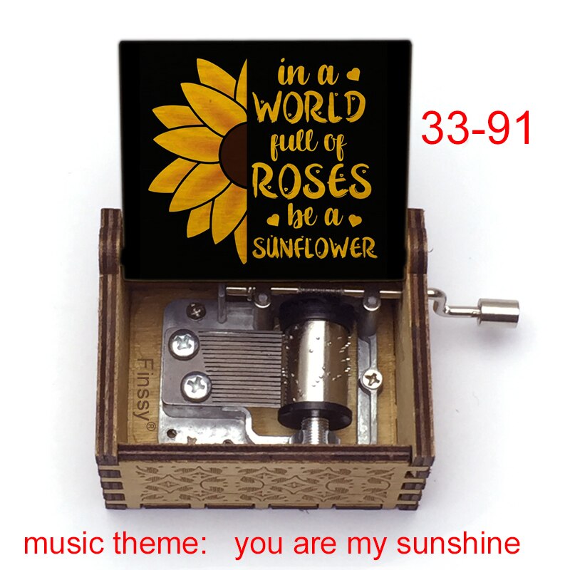 Wooden Music Box music theme You are My Sunshine Birthday Christmas year greeting inspiring: Coral Red