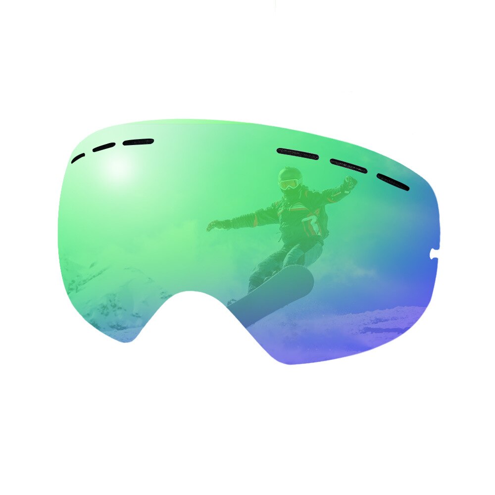 Brand Double Layer Antifog Glasses Ski Goggles Lenses Coated Lens Night Vision Brightening Lens Goggles Lens: SE GREEN