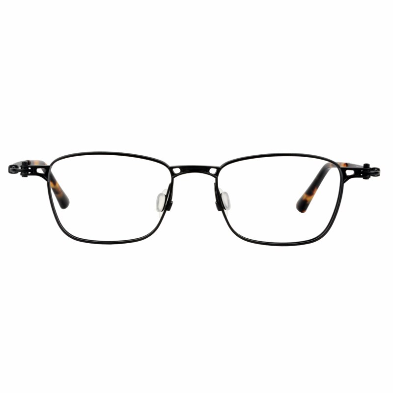 Gafas de titanio puro ultraligeras para hombre y mujer, lentes Retro para miopía, cara grande, cuadradas, antirradiación, decoloración, montura: black