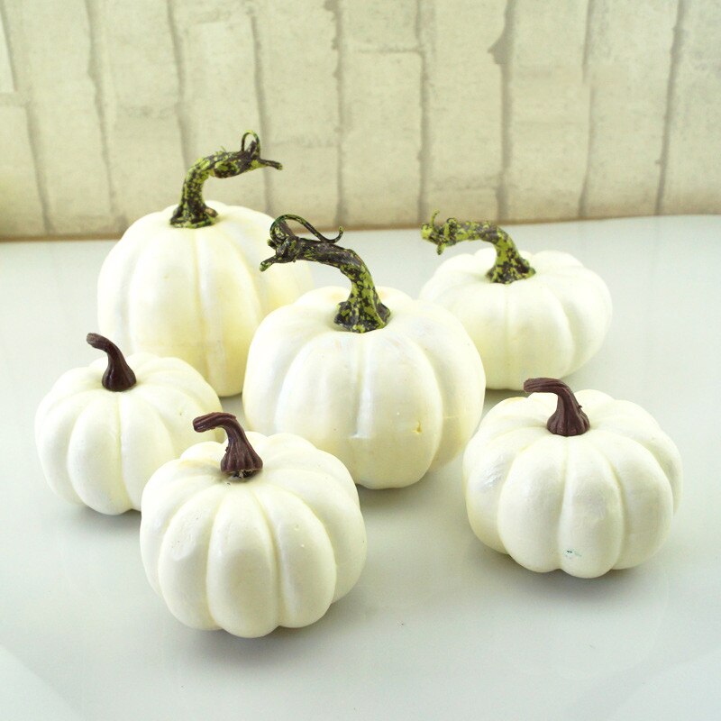 6/12/16 pz Decorativa di Zucche di Halloween Zucche Ornamentali Da schiacciare e Zucca per la Decorazione di Halloween citrouille blanche BDF