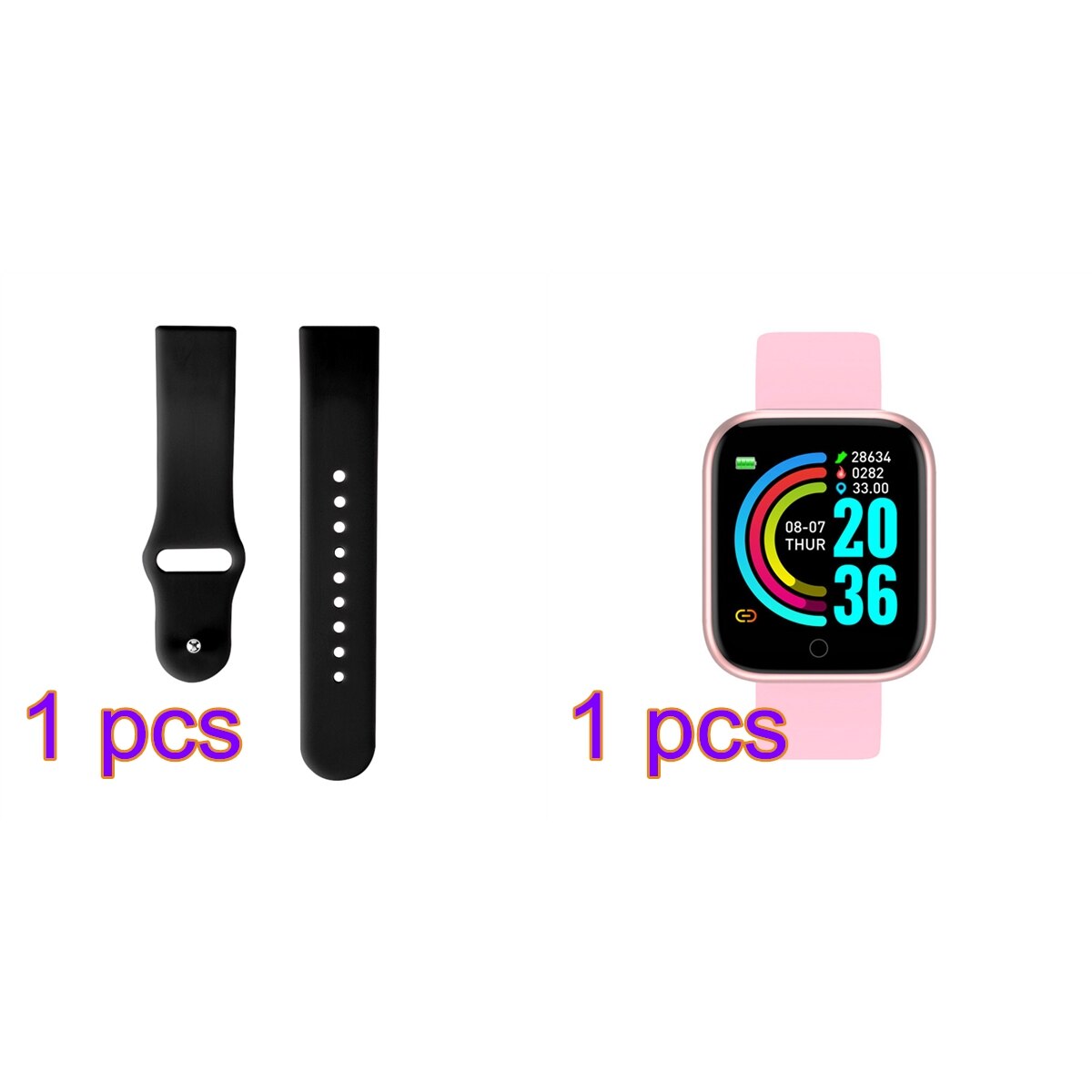 2 PCS Y68 Smart Watches D20 Fitness Tracker Blood Pressure Smartwatch Heart Rate Monitor Bluetooth Wristwatch for IOS Android: with Strap 11