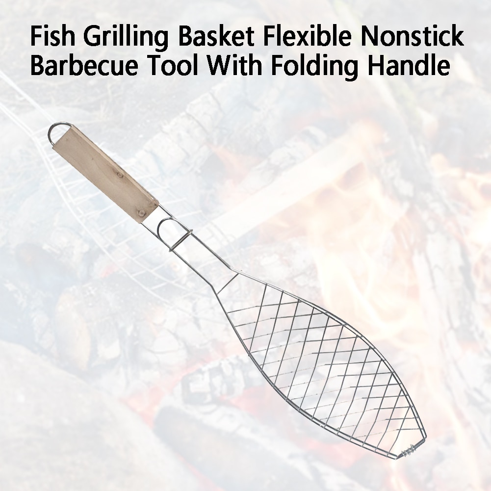 Barbecue Tool Outdoor Draagbare BBQ Mesh Rack Met Vouwen Handvat Anti-aanbak DIY Vis Grillen Mand Accessoires Burger Vlees Rekken