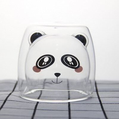 Tazas de Oso de Cristal con aislamiento de doble pared para niños y adultos, taza de café gruesa, 280ml: Bear A