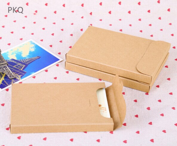 50pcs Blank Kraft Paper Envelope Packaging Box For Postcard Photo Box Greeting Card Packing Cardboard Box 15.5*10.8*1.5cm