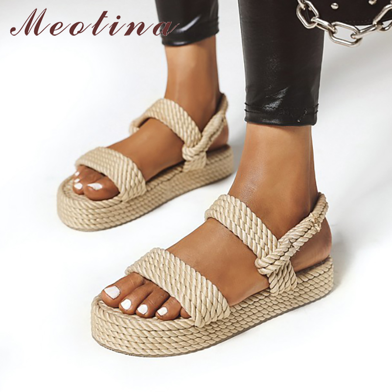 Meotina été sandales chaussures femmes Espadrille plate-forme chaussures de plage décontracté bout ouvert sandales chaussures pour dames grande taille 35-43