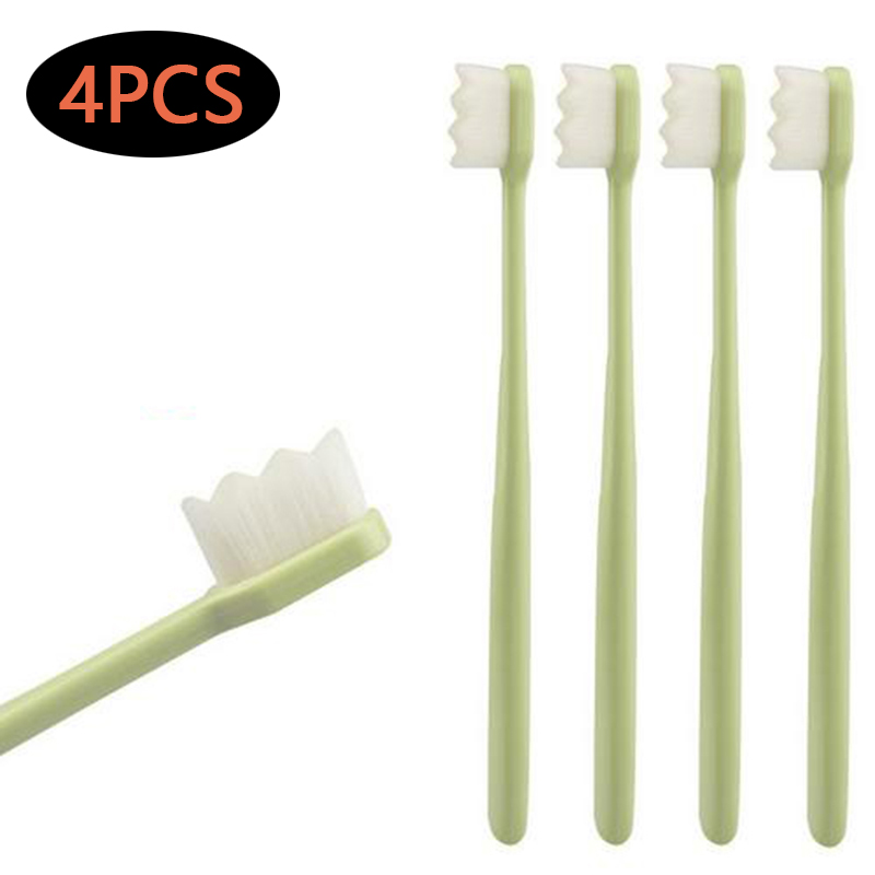 Ensemble de 4 brosses à dents Ultra-fines souples, millions de Nano soies, pour adulte, nettoyage en profondeur, Portable, voyage, soins buccaux: A03