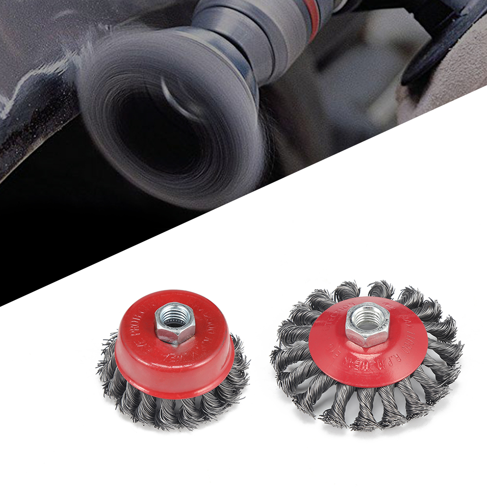 4pcs Rotary Twisted Knot Flat Cup Steel Wire Wheel Brush For Angle Grinder Rust Paint Removal Steel Wire Brush