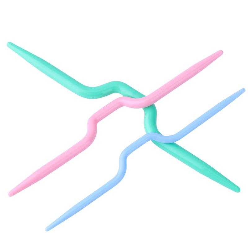 3pcs/set Plastic Twist Curved Needles Scarf Sweater Knitting DIY Handmade Weaving Tool Sewing Accessories Twist Curved Needles