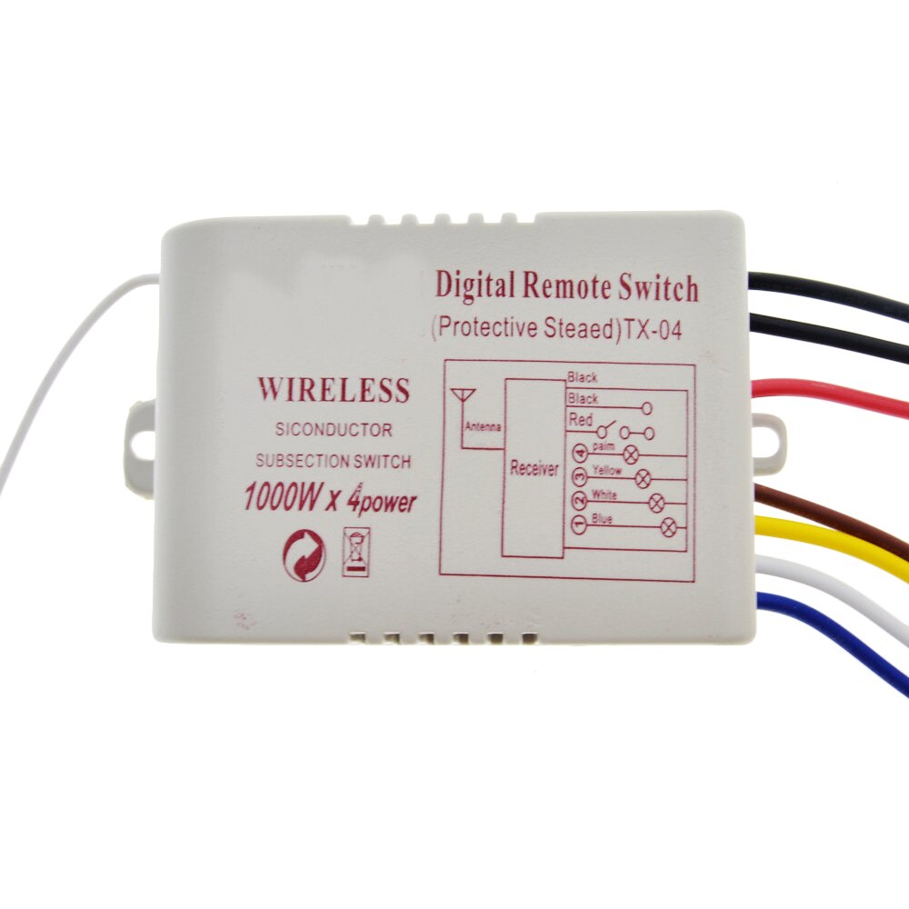 Wireless 4 Channels 220V Lamp Remote Control Switch Transmitter 360W swith for led bulbs