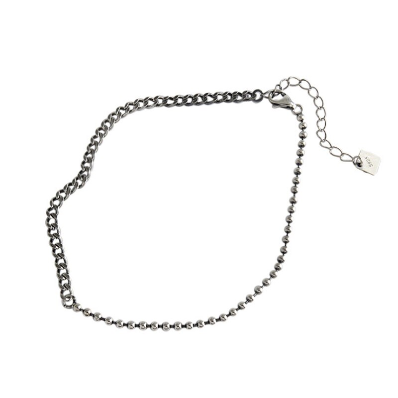 F.I.N.S-tobillera de plata antigua para mujer, pulsera para el tobillo, sandalias descalzas, cadena de eslabones, pulsera de pie plateado de Ley 925