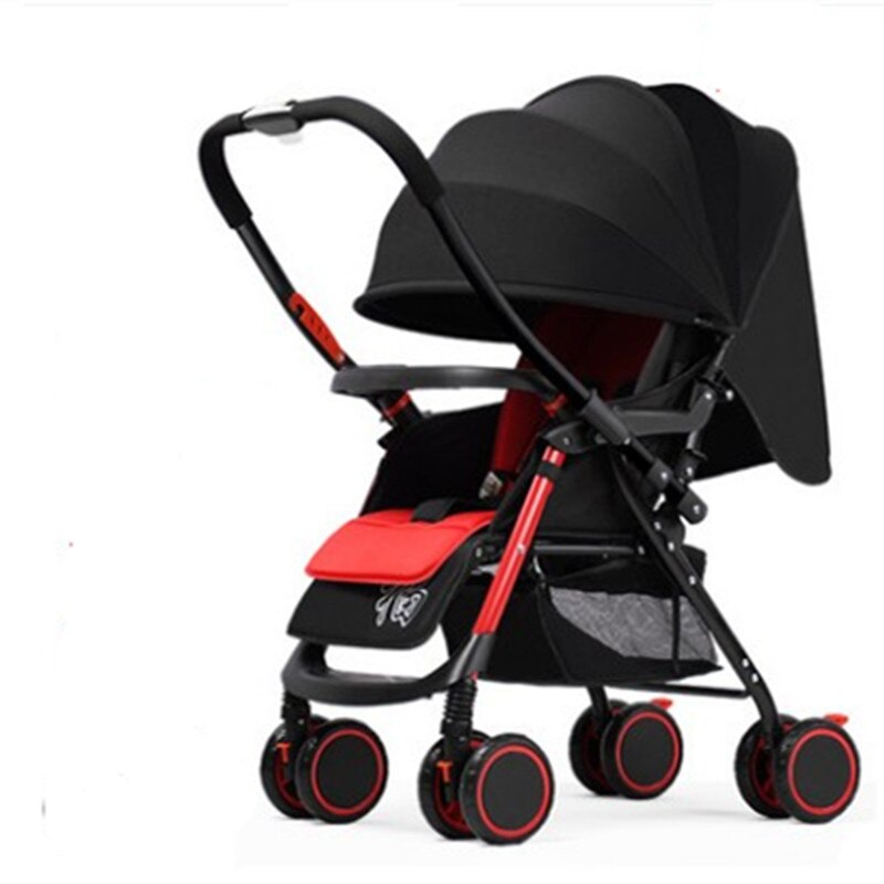 Baby stroller can sit and lie super lightweight folding simple portable child baby umbrella: black