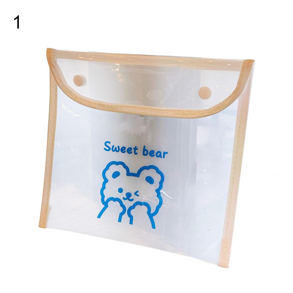 Document Bag Transparent Anti-lost PVC Transparent Waterproof Girls Cute Bear Cosmetic Multi-Purpose Bag for Student Document Ba: 1