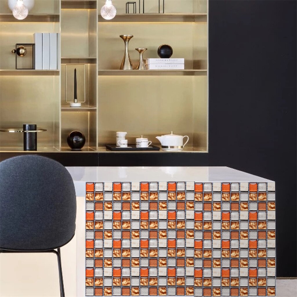 10 stk mosaikvæg fliser skræl og stick selvklæbende backsplash diy køkken badeværelse hjem væg klistermærke vinyl badeværelse 3d #w3