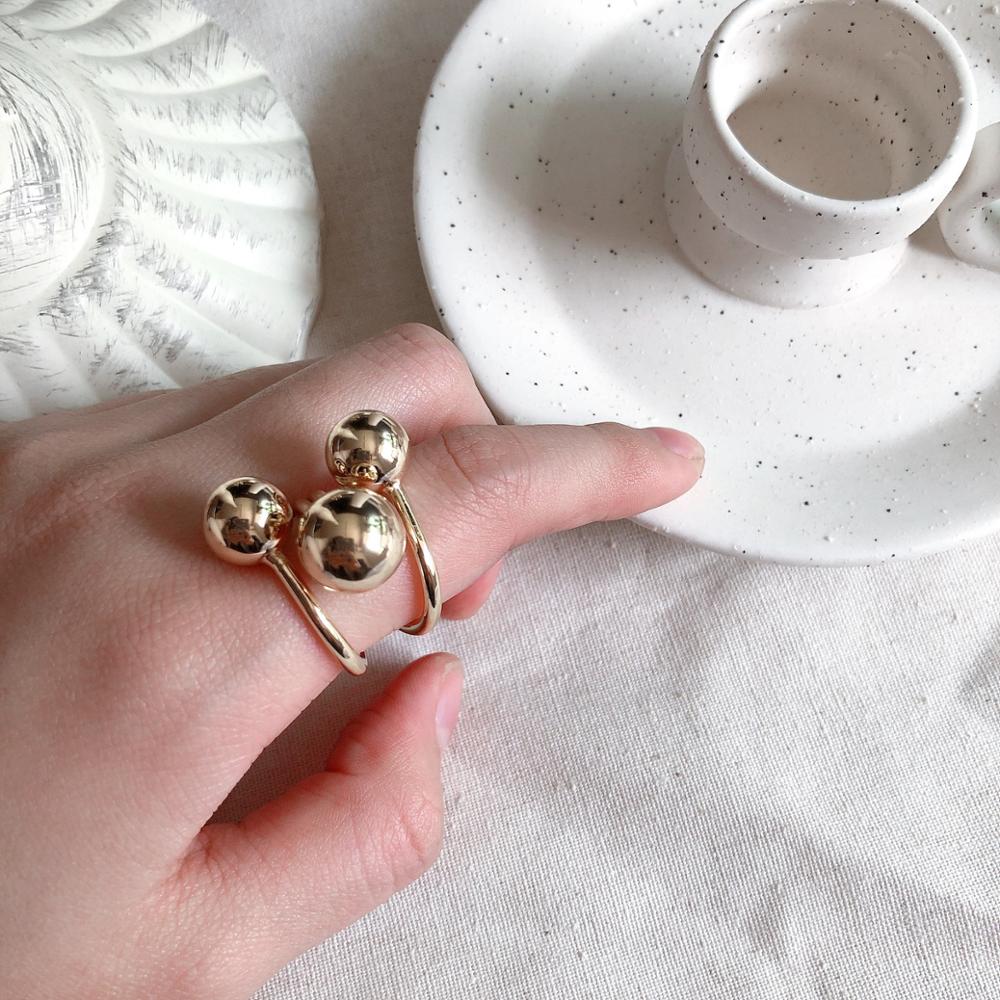 Punk Unregelmäßigen Silber Gold Farbe Metall Ball Ringe Für Frauen Europa Amerikanischen Mid Finger Knuckle Einstellbar Ringe bijoux