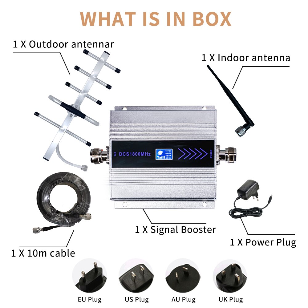 3G 4G Lte Dcs 1800 Mhz Moblie Telefoon Booster Gsm 1800 Signaalversterker Cellulaire Mobiele Telefoon Versterker Netwerk 65dB Gain Lcd Display