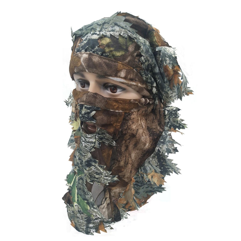 Mascarilla facial de camuflaje 3D para hombre y mujer, máscara de caza estéreo de hojas, sombrero de camuflaje, pasamontañas, mascarilla facial completa de bosque, trajes de Ghillie