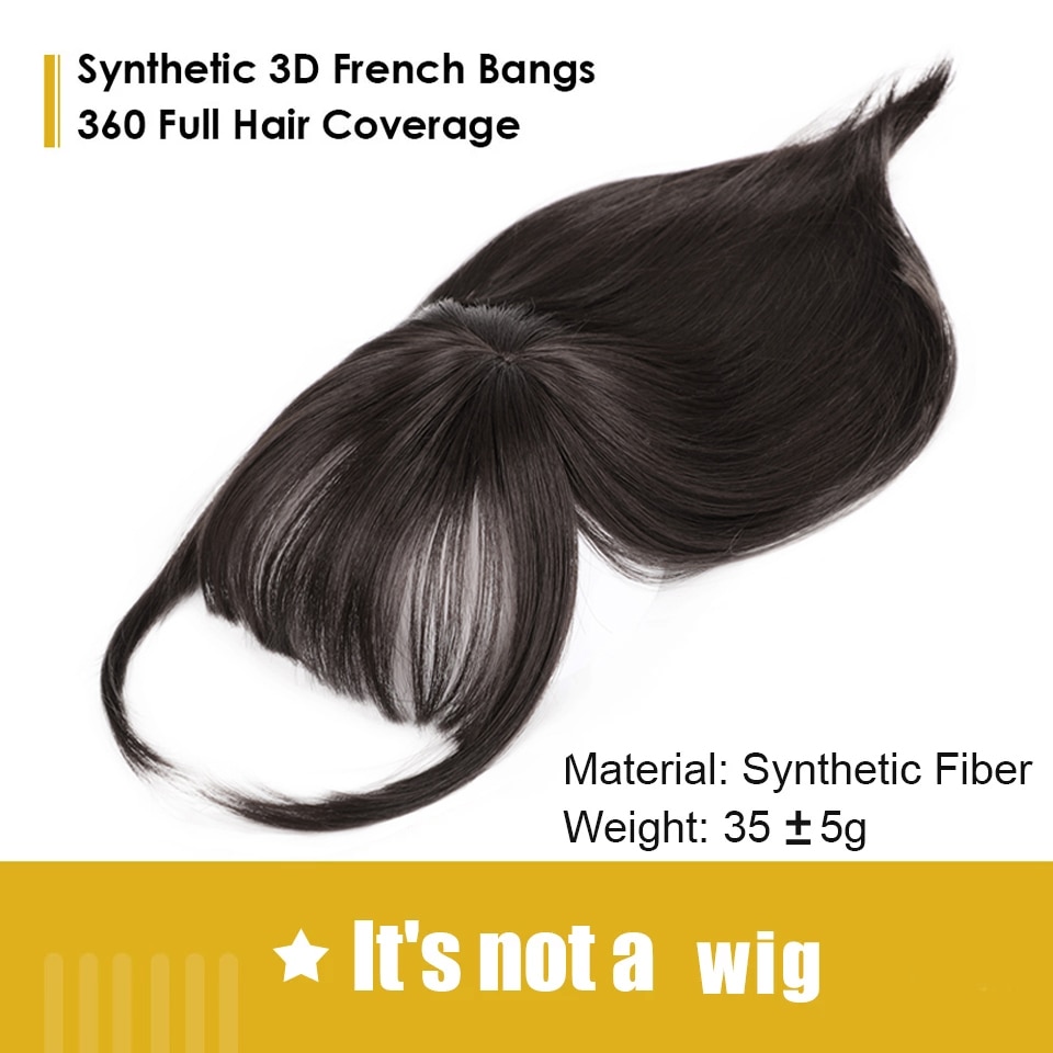 Vigorous Black Synthetic Hair Fringe Clip Bangs Clip In Hair Extension 3D Natural Franch Bangs High Temperature Fiber