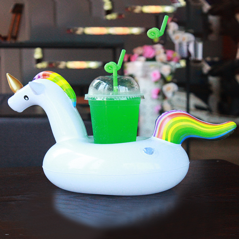 Yuyu Mini Eenhoorn Opblaasbare Bekerhouder Drink Float Water Speelgoed Levert Party Drank Boten Telefoon Standhouder Zwembad Speelgoed