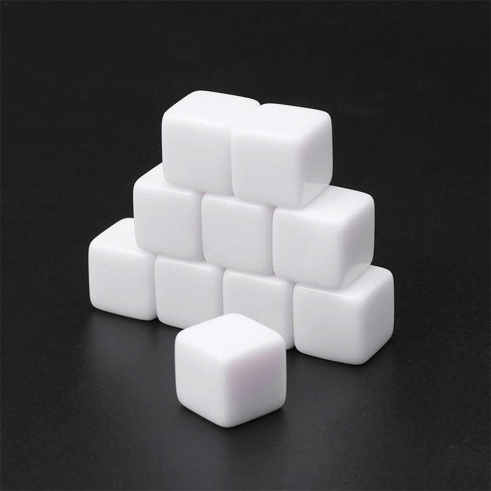 20pcs Standard Size Blank Dice D6 Six Sided Acrylic RPG Gaming Dice 16/20mm White For Boardgame Playing Game Accessories