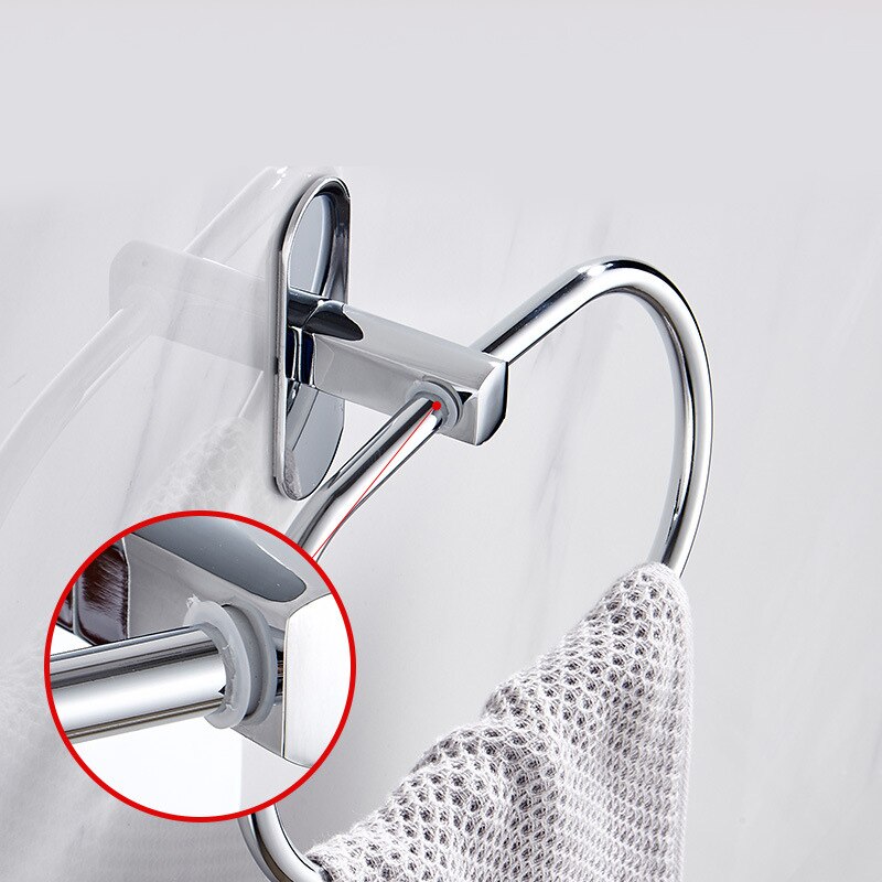 European Oval Towel Ring Self Adhesive Wall-mounted Kitchen Bathroom 304 Stainless Steel Hand Rag Towel Rails Holder Hardware