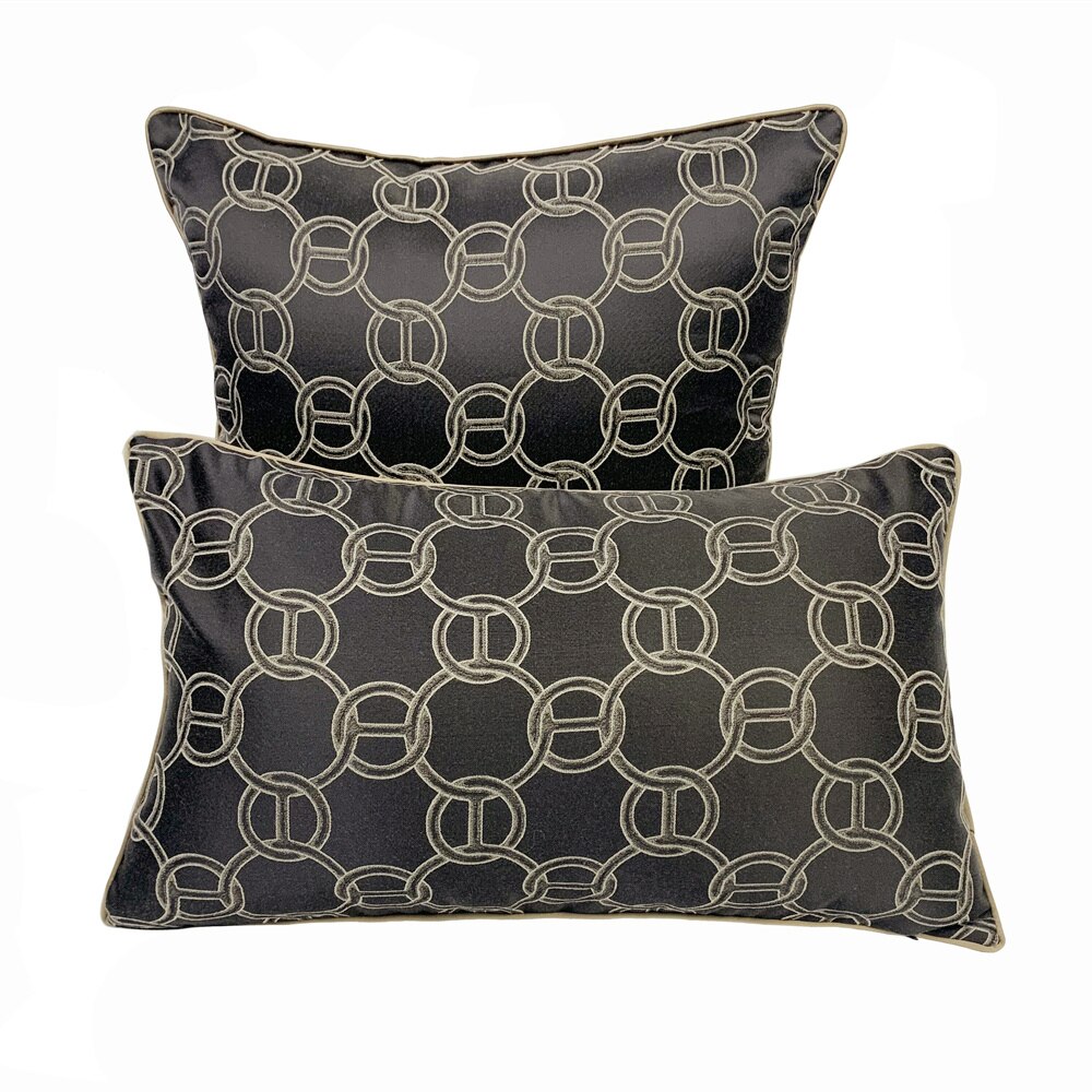 Moderne mørkebrun cirkel geometri vævet pudebetræk dekorativ hjem sofa stol skinnende pudebetræk 45 x 45cm 1pc/ parti: 30 x 50 cm