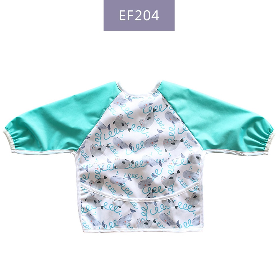 Elinfant babero de manga larga Baberos impermeables para bebés y niños pequeños con bolsillo peso ligero babero lavable biberones de alimentación de un tamaño: EF204