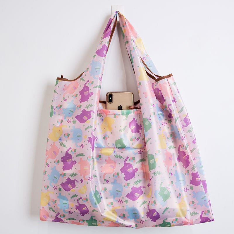 ECO Polyester Reusable Tote Foldable Shopping Bag Women Men Travel Shopper Package Buy vegetables traveling sho: D daxiang