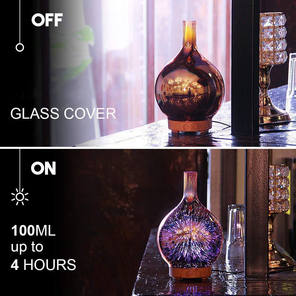 Elektrisk luftfugter stjernestøv olie diffuser glas farverig vase luftfugter hjem 3d mini aromaterapi maskine natlys