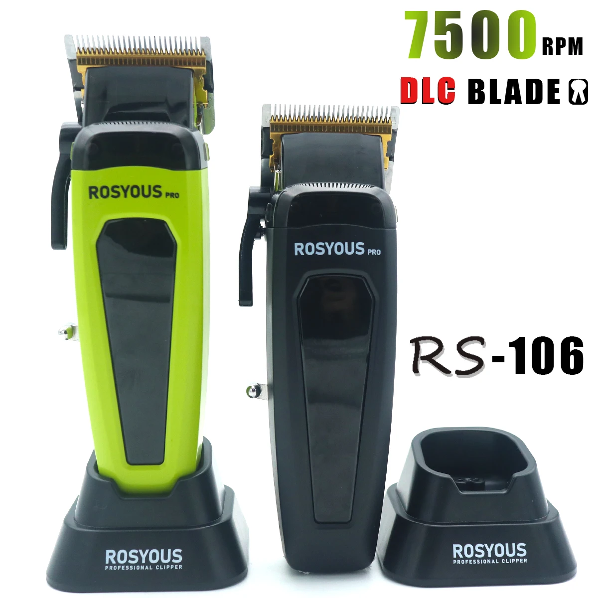 Professioneller elektrischer Haarschneider 106 Haarschneider für Männer, 7500 U/min, mit Basis, 5-stellbare DLC-Blade-Friseurmaschine