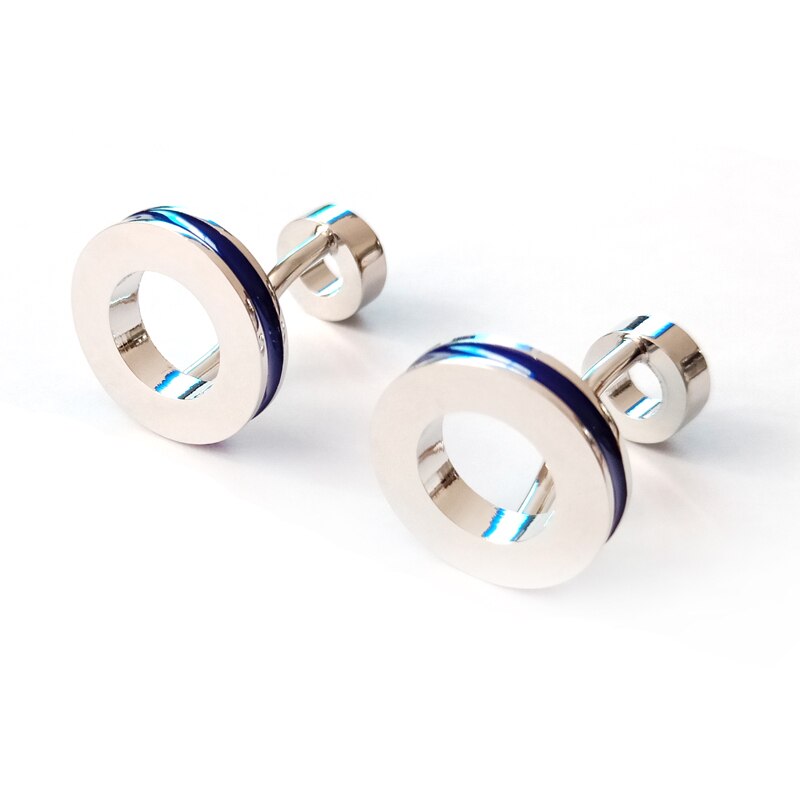 DY backen farbe, edelstahl doppelseitige kreis manschettenknöpfe, Männer der hemd gestylt Silbrig Manschette manschettenknöpfe