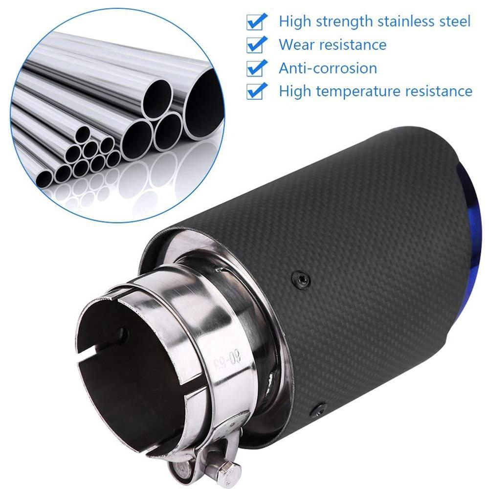 Carbon Fiber Staart Keel Blauw Straight Edge 63-89Mm Enkele Koolstofvezel Auto Uitlaatpijp Uitlaat End tip Uitlaat