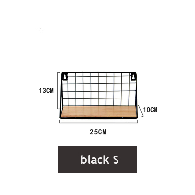 Home Office Wall Shelf Rack Iron Wooden Shelf for Kitchen Bedroom Office Decorative Wall Shelves Organizer DIY Desk Storage Rack: black s