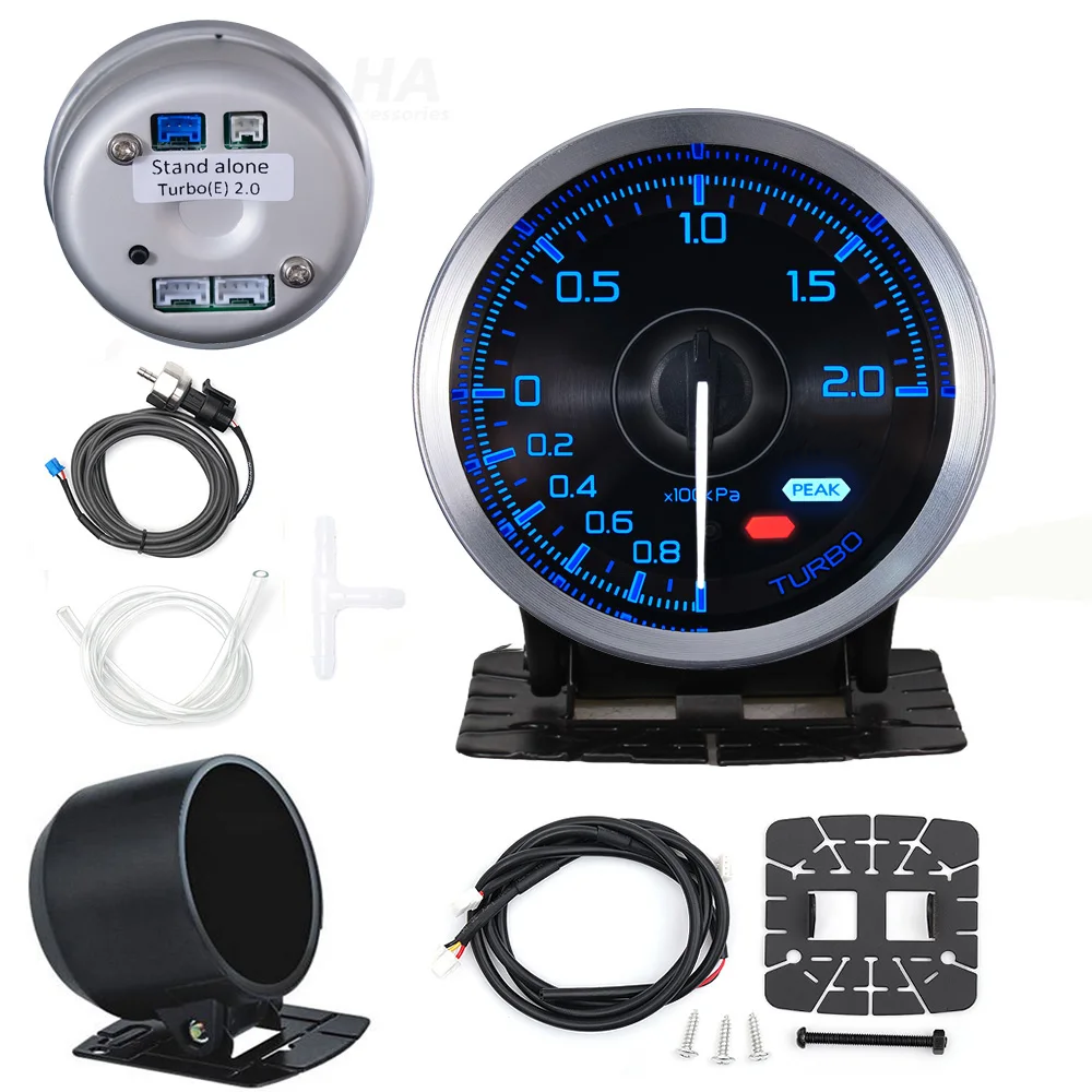 Ha tilbehør 60mm automatisk måler 7 farve def i advance  a1 olietryk turbo boost egt udstødningstemperatur omdrejningstæller vand olietemperatur: Guld