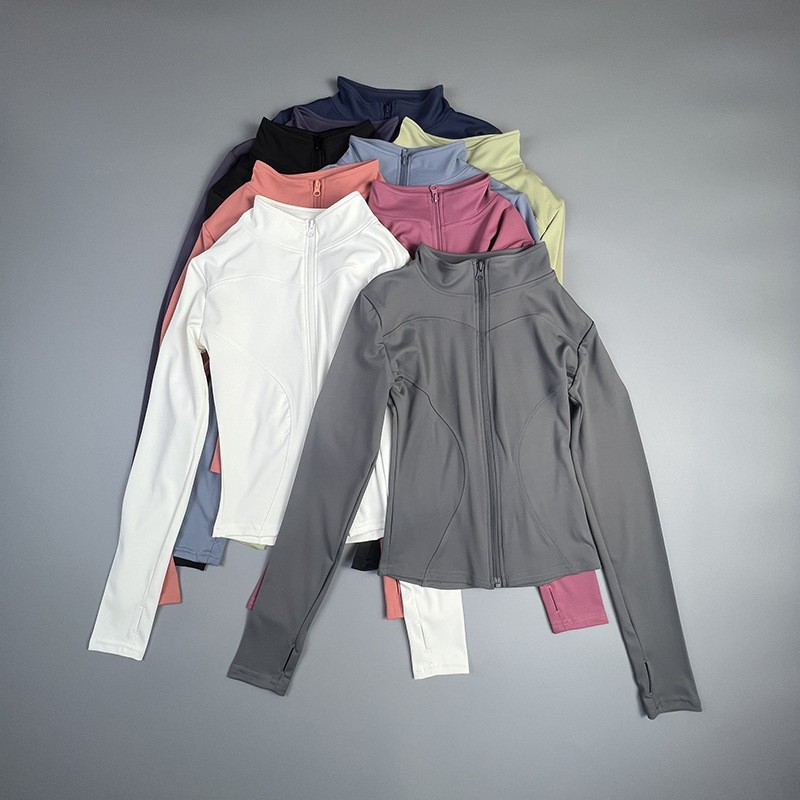 Yoga Coat Short Sports Jacket WOMEN'S Fitness Clothes Slimming Body Sculpting Zipper Yoga Jacket