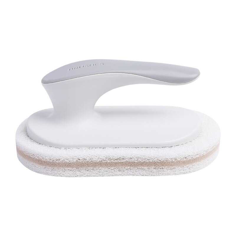 Sponge Brush with Handle Kitchen Brush Multifunctional Cleaning Brush Countertop Household Stovetop Fish Tank Toilet Brush: White