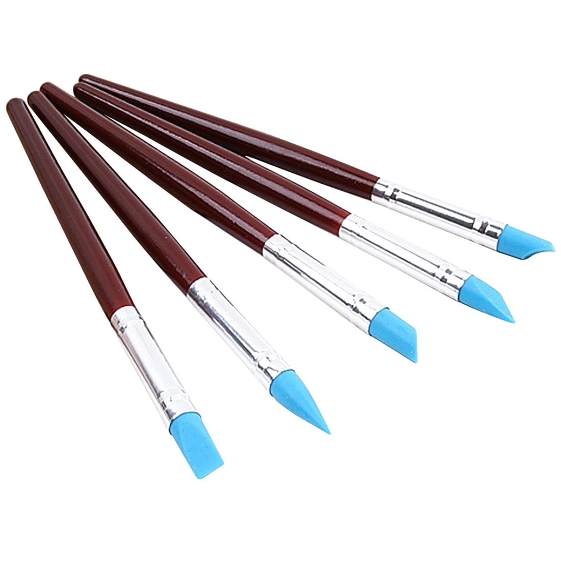 5 Pcs Polymer Modellering Aardewerk Gereedschap Set Houten Handvat Siliconen Rubber Klei Shaper Beeldhouwen Diy Ambachten