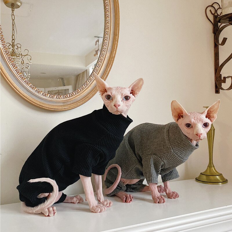 Hairless Cat Clothing Sphinx Cat Clothes Devon Winter Thick Cotton Comfortable Elastic Four Legged Clothes Pet Dog Supplies