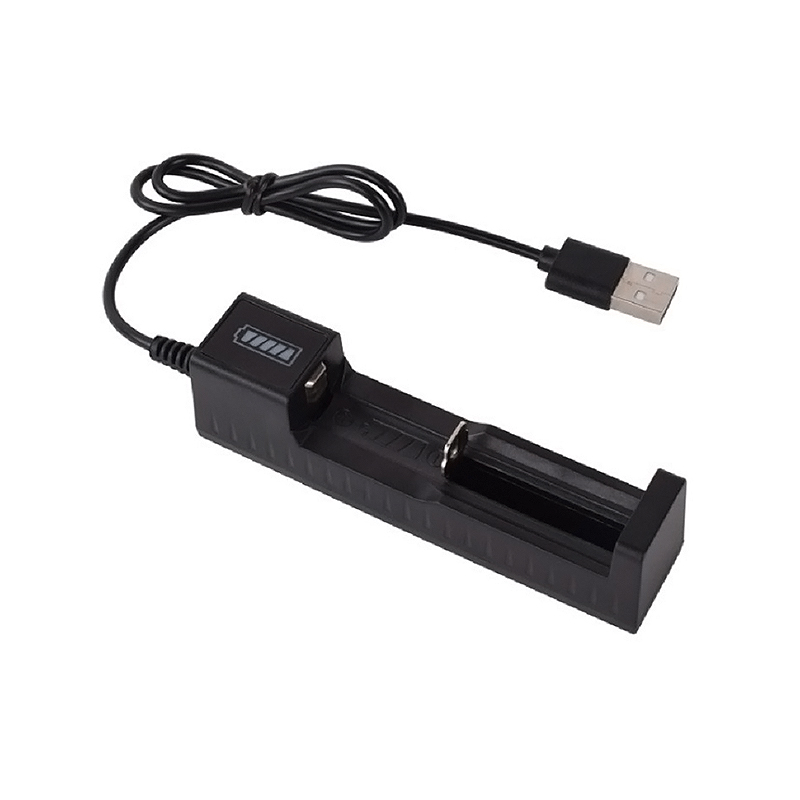 Cargador de batería 18650, 1 ranura, carga 18650, cargador USB de batería de litio recargable de 3,7 V para 16340 14500 18650 26650