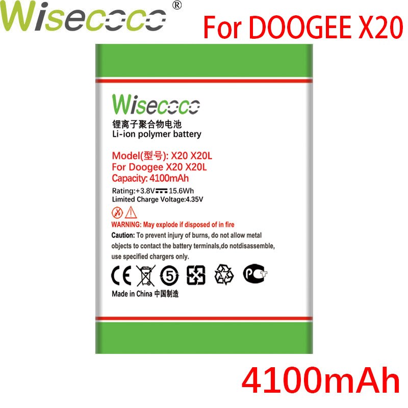 WISECOCO-Batería Para DOOGEE X20 X20L, 4100mAh, BAT17582580, batería de + número de seguimiento