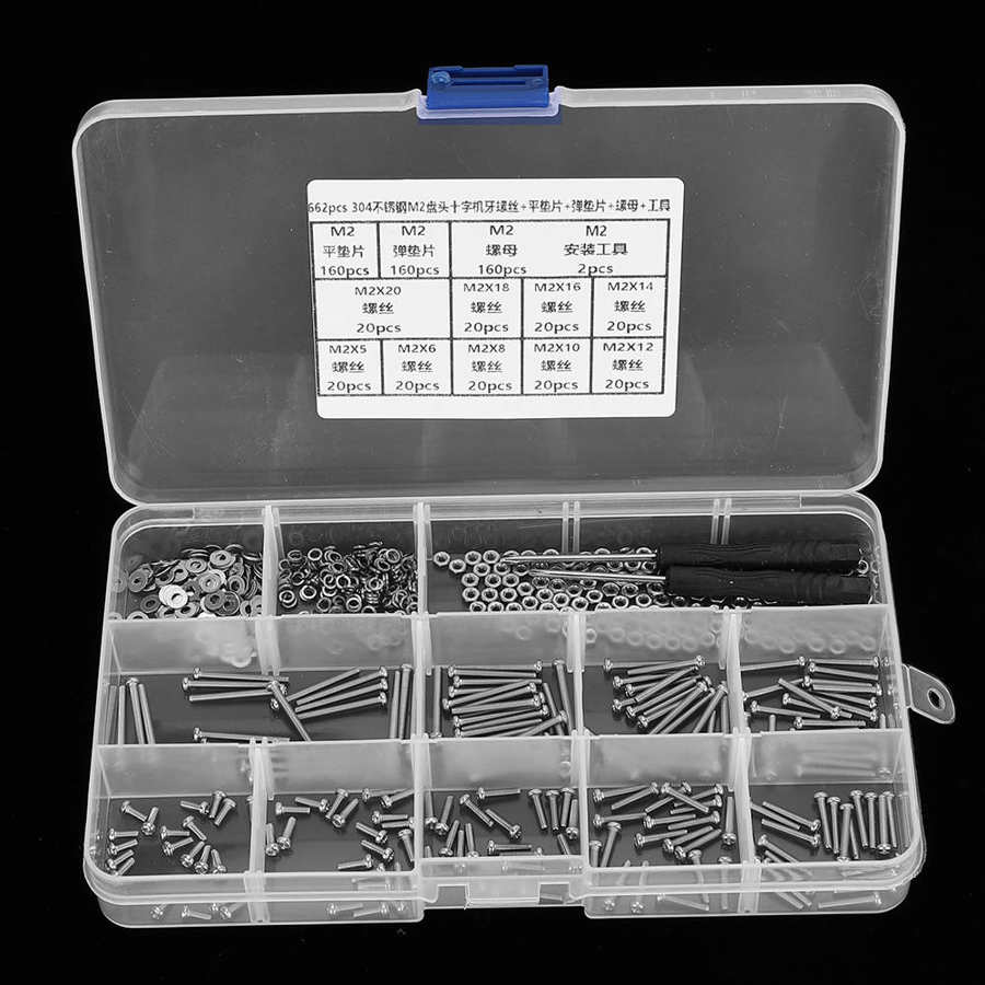 662 stuks  m2 schroefset panmachine schroef + platte/elastische ring + moer kit