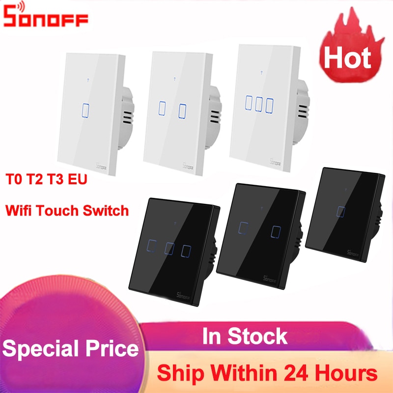 Sonoff Tx T0 T2 T3 Eu Smart Switch Wifi Touch Muur Lichtschakelaar Smart Home Afstandsbediening Draadloze Tijdschakelaar via Ewelink App