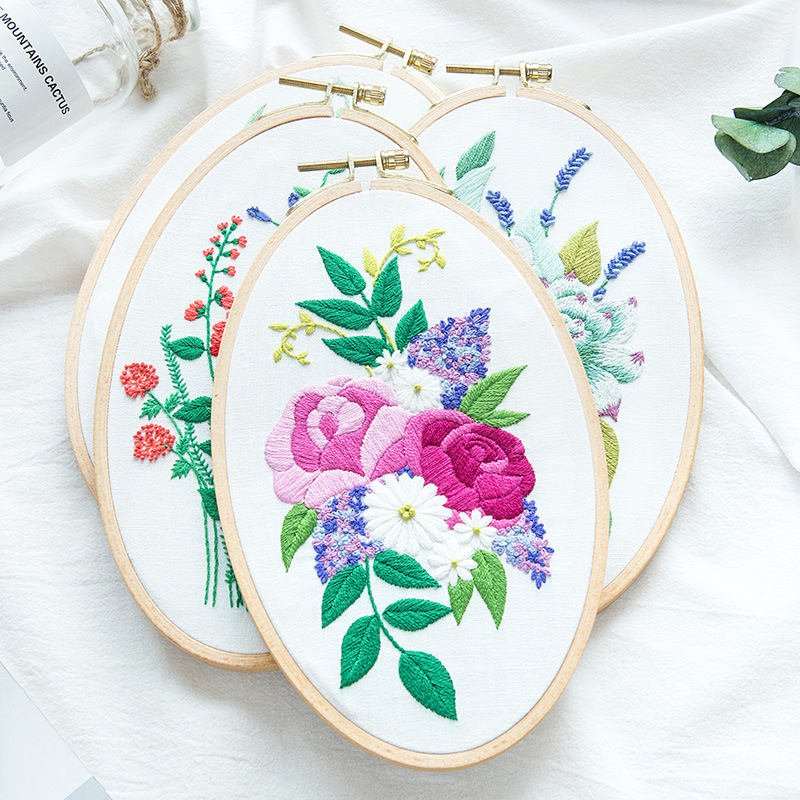 Nemt gør-det-selv broderisæt blomstertrykt håndlavet håndarbejde korssting for begyndere swing kunst maleri håndværk boligindretning