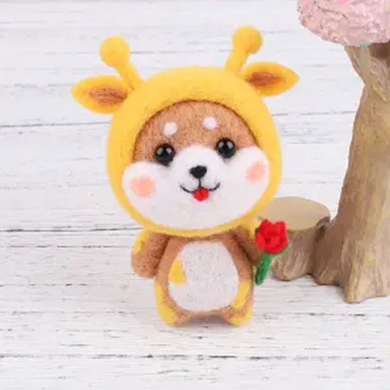 Jiwuo Wool Felt Poke Handmade Animal Pet Doll Toy Wool Needle Felting Kit Cat Shiba Inu Material Package DIY For Beginner: 7