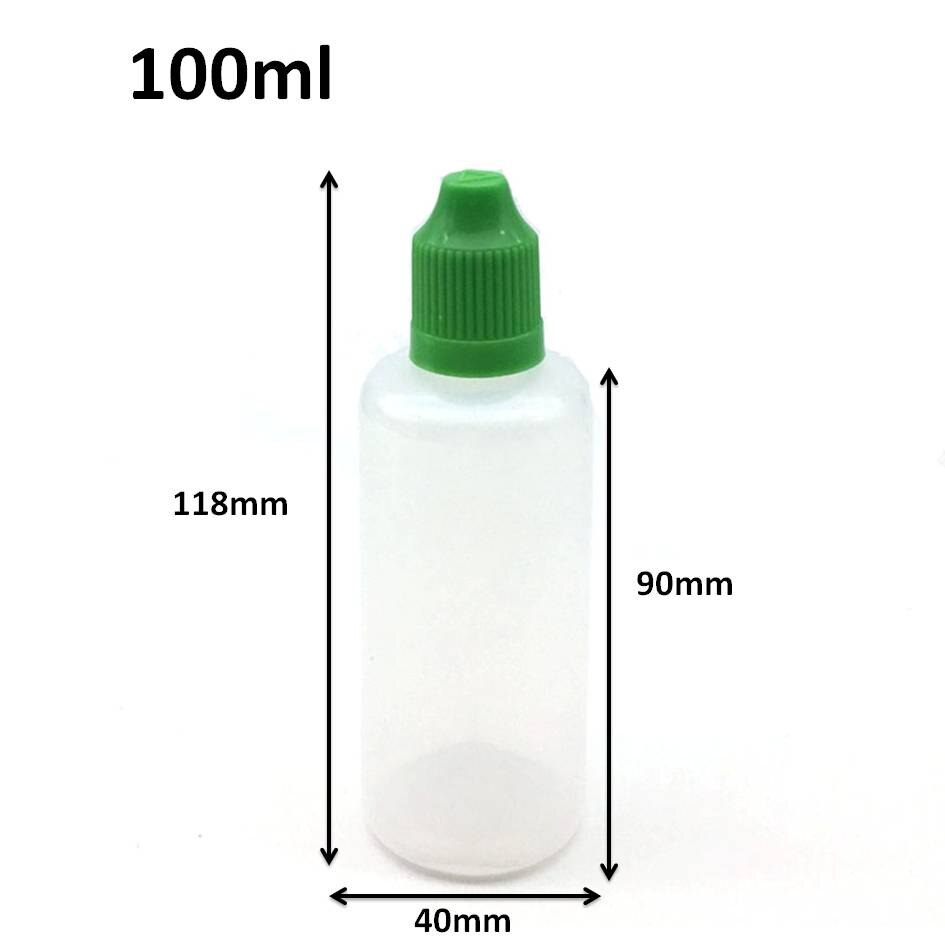 PE 100ML Kunststoff Tropfer Flasche Mit freundlicher Kappe und Lange Dünne Spitze E Flüssigen Kunststoff Flaschen 100ML