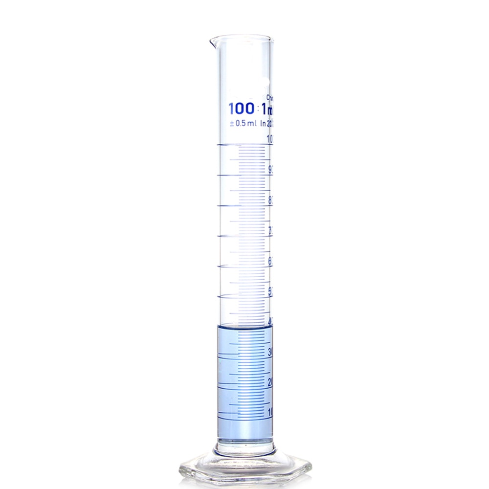 100mL Measuring Cylinder with Spout and Graduation with Glass Heagon Base Laboratory Chemistry Equipment