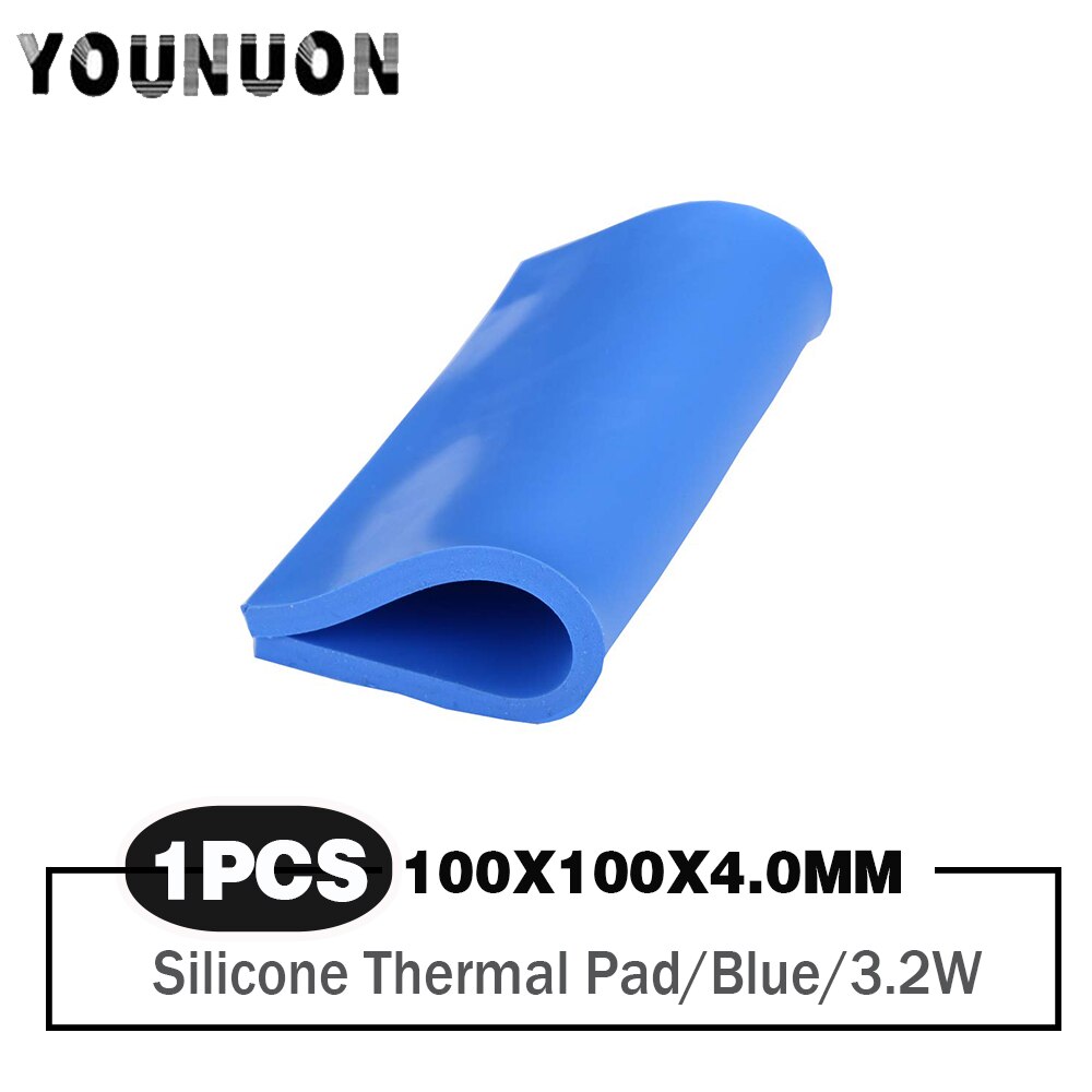 1 Stuk Blauw Gpu Cpu Heatsink Cooling 100X100X4Mm Geleidende Siliconen Pad Diy Cuttable Thermische Pad voor Koeling